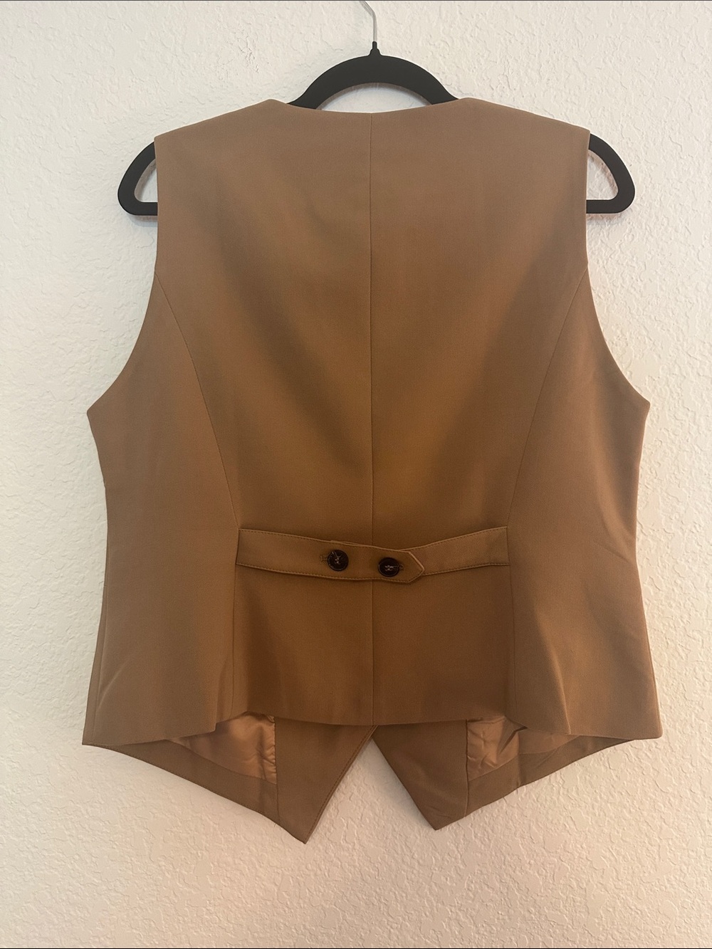Tan Classic Tailored Vest - Women's Sleeveless Blazer - Picture 2 of 3